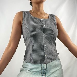 ⟢ Vintage Black & White Gingham Top ⟣